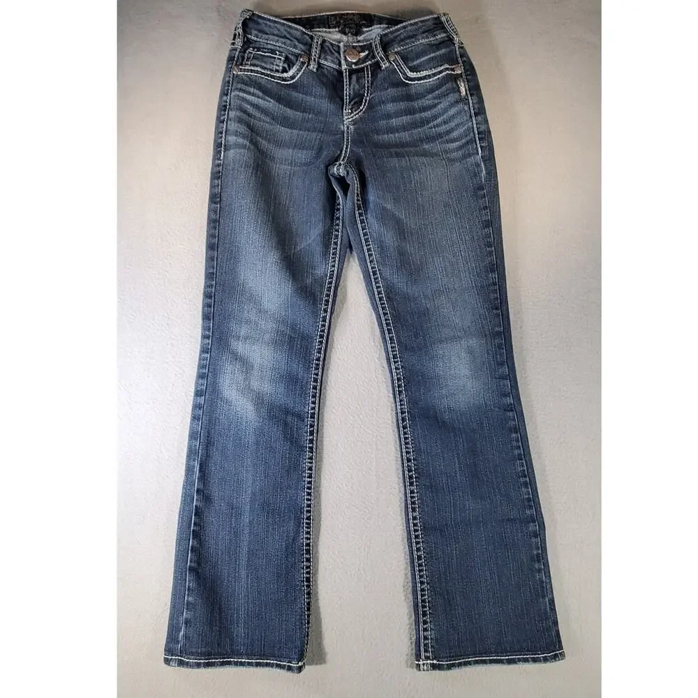 BKE Tyler Straight Jeans Mens 34x32 Dark Wash Distressed Buckle Denim Casual